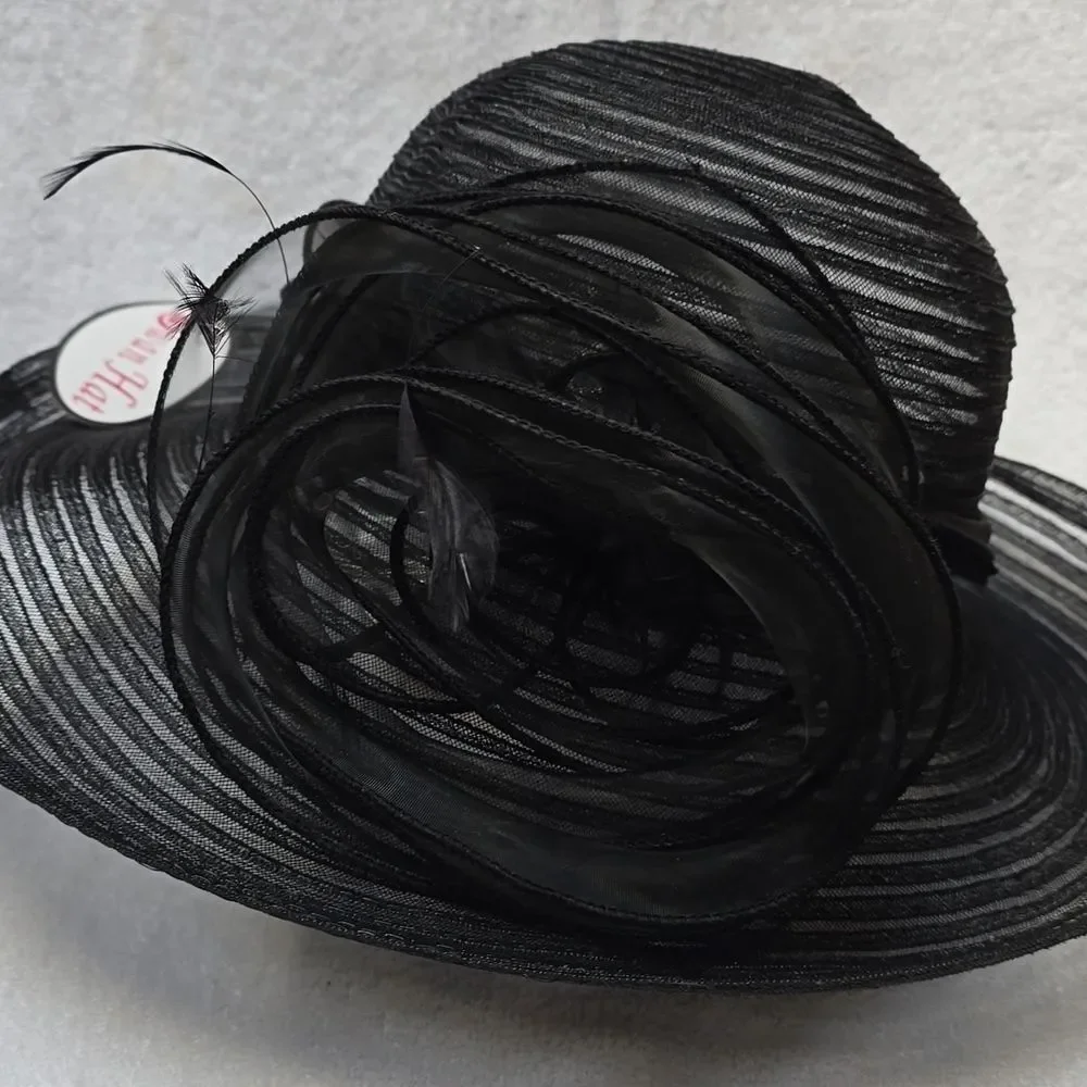 Swan Black Mesh Net Hat Preppy Church Derby Wedding NWT - Rare